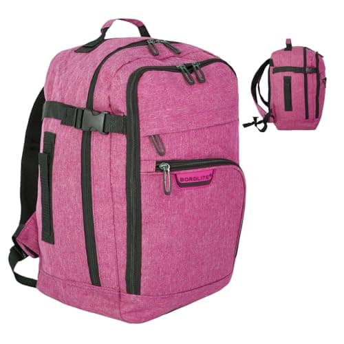 Bordlite Travel Underseat Cabin Approved Backpack, Lightweight Travel Rucksack, Premium Carry on Bag, 40x20x25cm - Pink