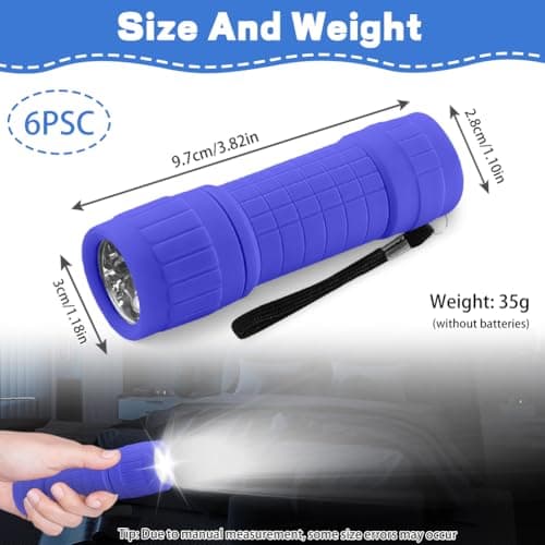 flintronic 6 Pack LED Small Torch, Mini Pocket Flashlight with 9 LEDs, Portable Torches with Lanyard, Super Bright, for Camping Hiking Outdoor Gifts, Batteries Included — view 2