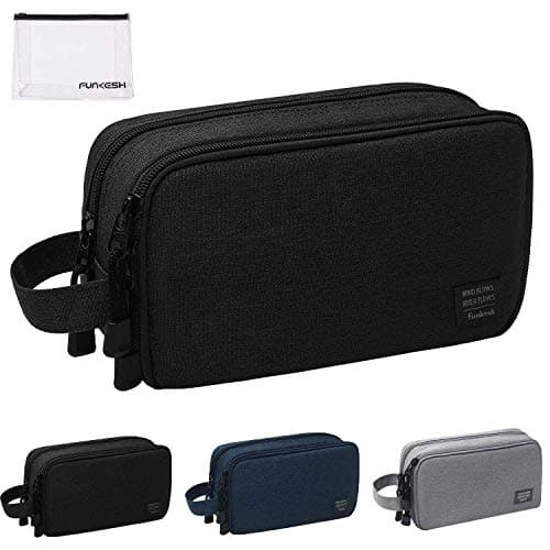 Mens Toiletry Bag Waterproof Organizer Bag Travel Shaving Dopp Kit Perfect Travel Accessory Gift, Black, 1 Count (Pack of 1), Classic