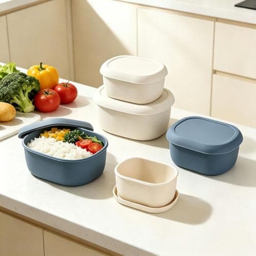 Silicone Collapsible Lunch Box Set,3 Sizes with Portion Control Mark(White) — view 6