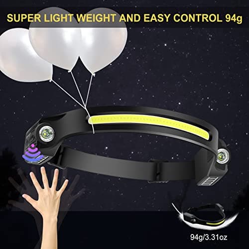 Head Torch Headlamp 2 Packs 6 Modes Motion Sensor Headlight 260 Degree Widen View Rechargeable LED Headtorch IPX4 Waterproof Hands-Free Flashlight gift for Adults Kids Camping,Running,Fishing,Cycling — view 6