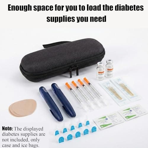 Insulin Cooler Travel Case with 2 Ice Packs Insulin Cool Bag Small Diabetes Bag Cool Box for Diabetic Utensils Pen Cold, Insulated Medication Bag Diabetic Cooler Medicine Spray Pen Syringe Case Travel — view 2
