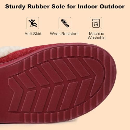 LongBay Women's Warm Slippers Memory Foam Moccasin House shoes 5-6 UK, Red — view 6