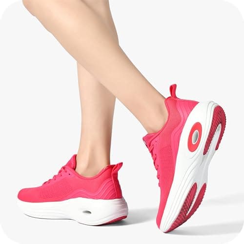 Womens Trainers Lightweight Running Shoes Ladies Mesh Breathable Cushioned Walking Sneakers for Athletic Sports Tennis Jogging Gym Outdoor,Rose Pink,3.5UK/36EU — view 2