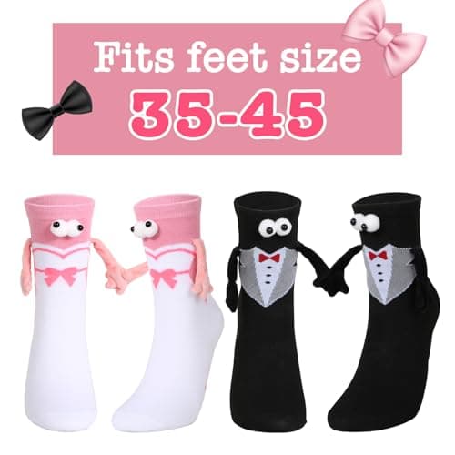 2 Pairs Wedding Socks Bride Groom Holding Hands Socks Magnetic Couple Socks — view 4