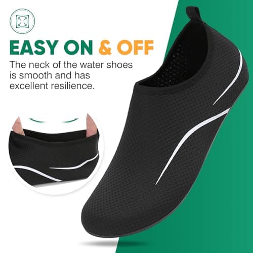 gitzing Water Shoes for Women Men Beach Quick-Dry Swim Aqua Socks Breathable Barefoot Shoes for Beach Surfing Driving Pool Yoga Travel(Black,39 EU/6 UK) — view 5