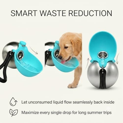Portable Dog Water Bottle, Stainless Steel, Foldable Silicone Bowl, 285 ml — view 6