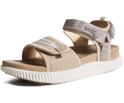 KuaiLu Womens Orthopedic Recovery Walking Arch Support Sandals Beige 6