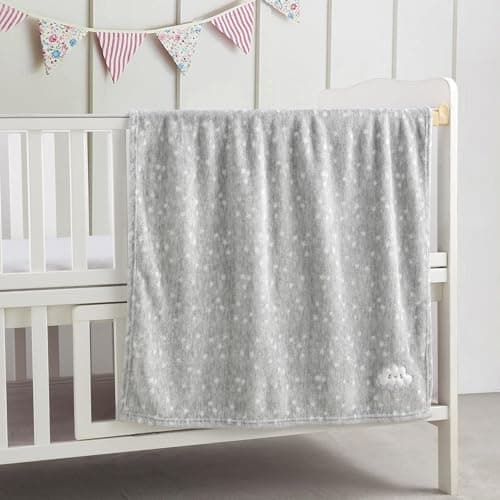 CREVENT Small Fluffy Warm Baby Throw Blanket for Boy and girl Infant Toddler Crib Cot Stroller (75cmX100cm Grey Cloud) — view 2