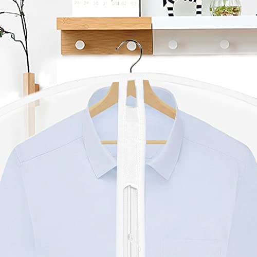 8 Pack Breathable Clothes Covers Bags with Zip, Waterproof Dustproof Garment Protector Bags Moth Proof Dress Bag Covers Damp-proof Mens Suit Storage Bag for Wardrobe Storage and Travel(White) — view 4