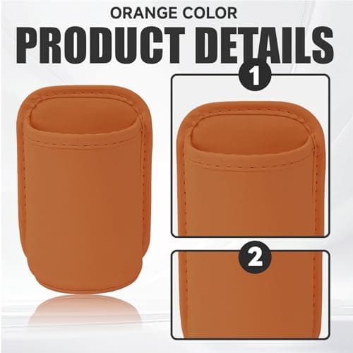 Auroriel 2 Pieces Car Cup Holders, Back Seat Clip, Large Cup and Bottle Holder, Multifunctional Door Pocket, Storage Organizer, Orange PU Leather — view 3