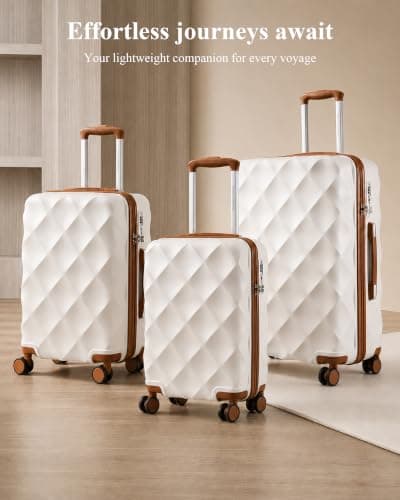 British Traveller 24" Medium Suitcase with 4 Wheels Lightweight ABS+PC Hard Shell Suitcase Hold Check in Luggage Built-in TSA Lock(Cream, 64cm) — view 5