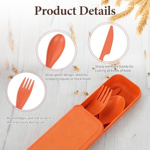 DIYJEP 12 Sets Travel Cutlery Set with Case, Portable Utensils(12 Colours) — view 3