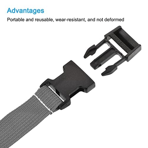 sourcing map Utility Strap with Buckle 1x40 Inch Polyester Quick Release Adjustable Belt for Travel Outdoor Bag Luggage Packing (Gray, Pack of 2) — view 3