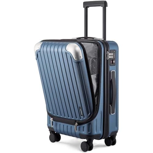 LEVEL8 Cabin Suitcase 20-Inch Carry on Luggage, ABS+PC Hardshell Spinner Trolley with Laptop Compartment, TSA, 4 Wheels for Airplane for Women Men, Blue
