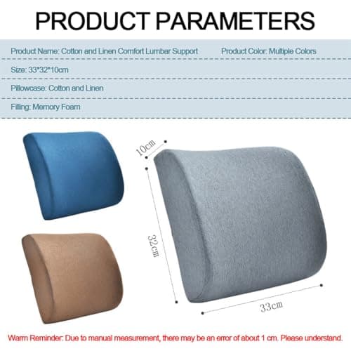 UICMNSI Set of 1 2 Lumbar Support Pillow for Office Chair Memory Foam Back Support Pillow, Seat Cushion for Back, Lumbar Support for Car, Sleeping, Rest, Travel(10,2pcs：33 * 32 * 10CM) — view 6