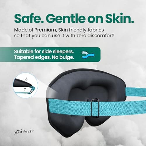 Ocufresh® 100% Blackout Sleep Mask for Women & Men – Zero Eye Pressure 3D Contoured Eye Mask for Sleeping – Adjustable Eye Mask for Travel, Naps, Shift Work & Meditation – Storage Pouch – Black — view 6