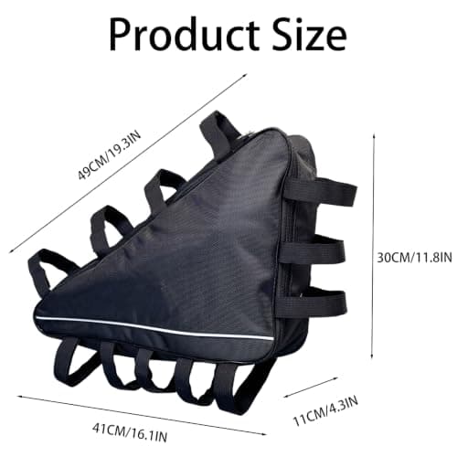 RUHUHUR Ebike Battery Bag,49x41x30cm Large Waterproof Triangle Storage Bag,1680D Oxford Bag for Easy Installation and Secure Storage,Secure Mount Cycling Pannier for Commuting and Touring — view 2