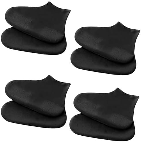 Clyndora 4 Pairs Black Reusable Waterproof Shoe Covers, Non-Slip Rubber Overshoes for Outdoor Activities Like Hiking and Cycling