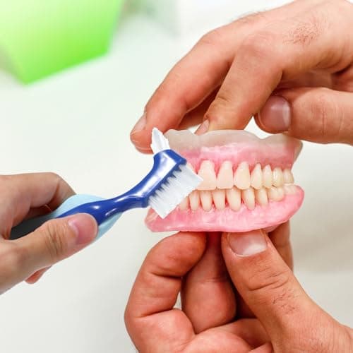 2 Pcs Denture Brush Multi-Layered Hard Bristles Toothbrush Portable Dental Cleaning Tools Double Sided Retainer Brushes with Case for Travel Camping Outdoor Gym Dental Care — view 5