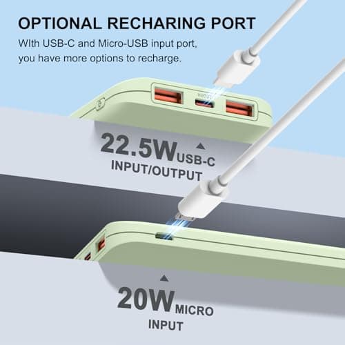 Power Bank, 10000mah Fast Charging Portable Charger, USB-C in/Out, 3 Outputs & 2 Inputs, LED Display Slim Battery Pack Compatible with iPhone 15/14/13/12,Google Android — view 6