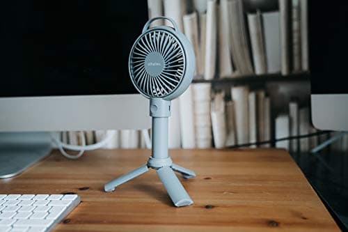 Schallen Rechargeable Battery USB Electric Handheld Portable Travel and Tripod Desk Table Small Mini Air Cooling Fan (Grey) — view 6