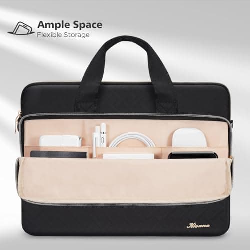 KIZUNA Laptop Sleeve Case 15.6 Inch Shoulder Bag Computer Handbag for 16" MacBook Pro Air M1 M2 Max/16 Lenovo IdeaPad Flex 5i/15 IdeaPad Gaming 3i /Slim 3i /Pro 5i/Dell XPS 15/HP, Black — view 3
