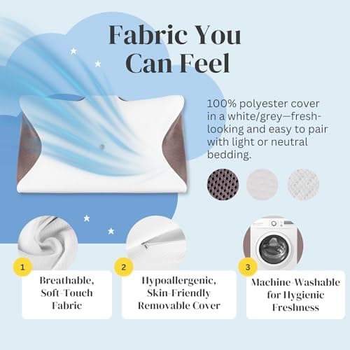 Straame Memory Foam Neck Pillow, Butterfly Shape, 14/9cm Dual Height, White — view 5
