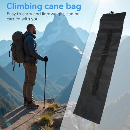Hiking Pole Bag, Portable Trekking Pole Carrying Bag Trekking Hiking Pole Pouch Climbing Poles Carrier Walking Poles Bag Hiking Pole Storage Bag for Walking Stick Black (17cm* 70cm) — view 2