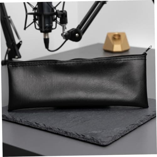 HOMOCONO 7pcs Pu Leather Microphone Storage Bag with Zipper Enclosure for Handheld and Wireless Microphones, Lightweight Shockproof Case for Conferences and Outdoor Carrying, Black Colour — view 6
