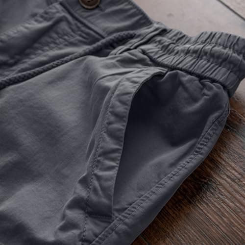 Men's Classic Cargo Shorts with Zip Button Closure, Multi-Pocket Design for Outdoor Sports & Work, Lightweight Summer Trousers, Quick-Dry Fabric (Grey, M) — view 2