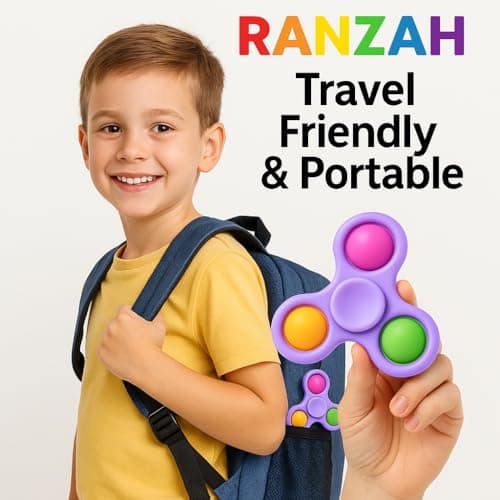 Ranzah Hand Fidget Spinner Toy Finger Bubble Pop Sensory ADHD Anxiety Stress Relief Gift Party Travel Toy For kids Teens Adults (Purple) — view 4