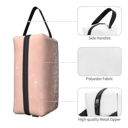 JaoXer Large Travel Cosmetic Bag – Reusable rose gold glitter Print Dopp Kit for Toiletries, Portable Organizer for Men and Women — view 3