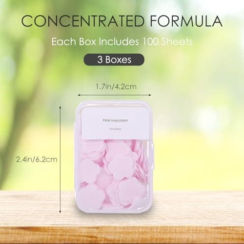 Iensen 300pcs Portable Hand Washing Soap Sheets, Scented Mini Soap Sheets, Disposable Soluble Soap for Outdoor Travel, Camping, Hiking (Pink) — view 2