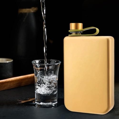 GLOBALHUT Matte Stainless Steel Hip Flask 9oz with Funnel, Leakproof Pocket Liquor Bottle for Men Women, Portable Wine Pot for Travel Camping Party(Gold) — view 4