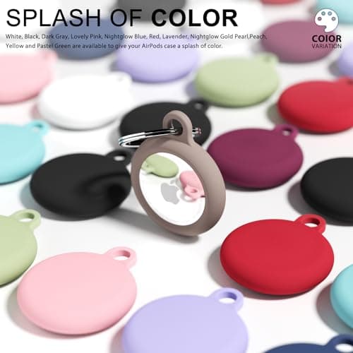 oakxco for Airtag Keychain Silicone, Airtag Holder with Key Ring, Air Tag Cover Cute Accessories for Kids, Luggage, Car Dog Collar, Car, Compatible with Apple Airtag Case Waterproof, Brown — view 4