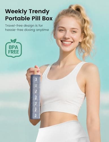Ideerfit Once-Daily 7 Day Pill Organiser with Handle, Sky Blue — view 3