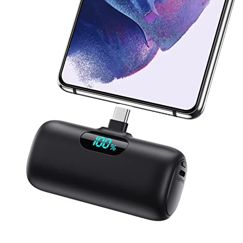 Feob Power Bank USB C 5000mAh,15W PD 3.0A Fast Charging Portable Charger Mini Power Bank LCD Display Battery Pack Compatible with iPhone 17/16/15 Series, Samsung S25/S24/S23 Series, USB C Phones etc