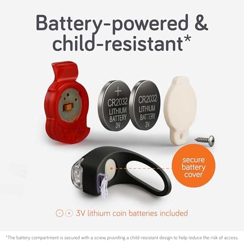 Baby Uma LED Pushchair Lights (4 Pack) - Universal with 3 Light Modes (Constant/Pulse/Strobe), Pram & Bike Lights Front and Back (2 White Headlights & 2 Red Taillights), Clip-On Bike Light Set — view 6