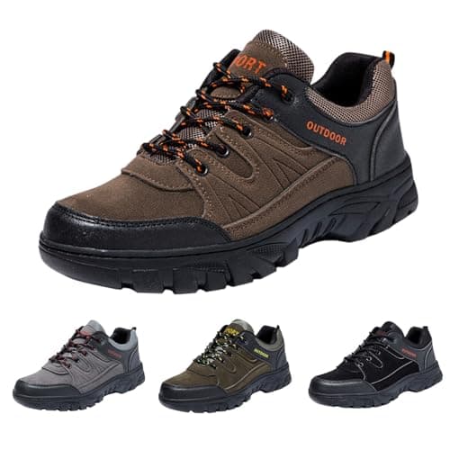 Mens Travel Trainers Mens Outdoor Hiking Shoes Low Top Trekking Shoes Breathable Trails Trainers Non-Slip Outdoor Sneakers Camping Trainer for Stability & Grip Backpacking Climbing Sneaker Black