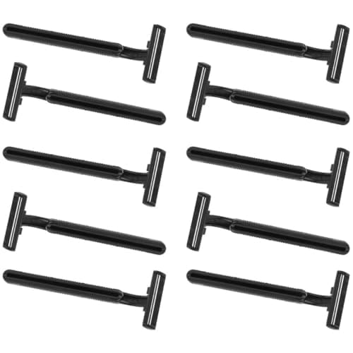DIYEAH Hair Trimmer for Girl Disposable Non-slip Double-layer Carbon Steel Razor for Women Men, Black, 10pcs, Portable for Back and Arm Shaving, Travel and Personal Care
