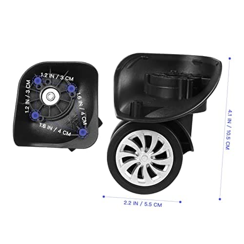 HEMOTON 4pcs Replacement Suitcase Wheels for Luggage Box with Quiet Mute Design, Sturdy Black Plastic Swivel Wheels for DIY Suitcase Repair and Universal Luggage Parts — view 3