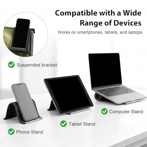 XAVURO Portable Foldable Silicone Phone Holder, Flexible Phone Stand for Desk, Adjustable Anti-Slip Mount, Bendable Freely Into Any Shape for Cell Phones, Mirror, Plane Travel (2, 1*Black，1*Orange) — view 3