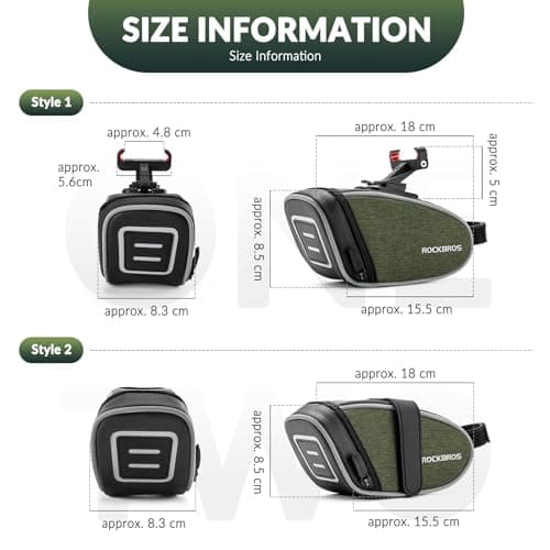 ROCKBROS Bicycle Saddle Bag, Bike Underseat Bag, Green — view 5