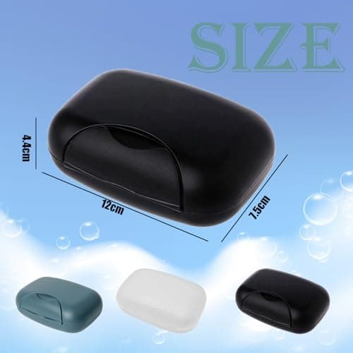 3-in-1 Soap Case - Waterproof & Leakproof Soap Bar Holder with Lid - Portable for Shower & Travel (Black, White, Navy Blue) — view 2