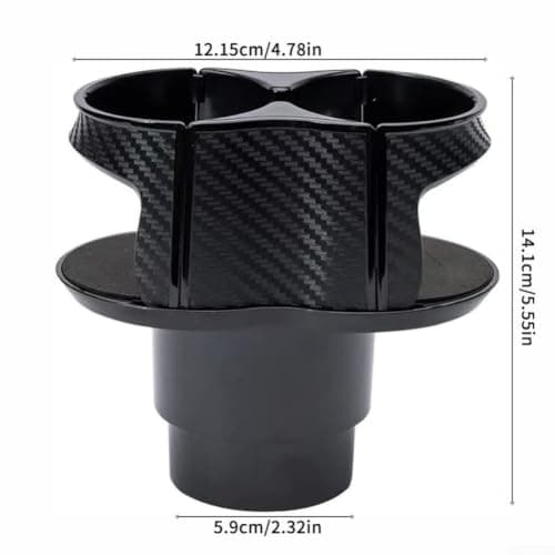 2-in-1 Car Cup Holder Expander with Adjustable Base 64-95mm, Dual Drink Adapter with Anti-Slip Clamps for Travel Mugs, Carbon Fibre Finish Beverage Stand — view 6