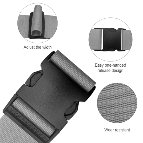 Aulese 2 Pack Luggage Straps, Adjustable Suitcase Straps with Luggage Tags, High-Visibility Luggage Straps for Suitcases, Travel Accessories Luggage Belt for Baggage (Grey) — view 6