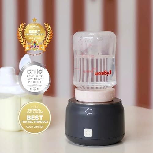 Cherub Baby Portable Travel Bottle Warmer | Warms Breast Milk to Body Temperature with One Press | Cordless USB Rechargeable | Includes 3 Adaptors (Fits Tommee Tippee, MAM) — view 2