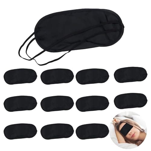 12 Pcs Sleep Eye Mask Shade Cover, Comfortable Lightweight, Eye Mask for Sleeping, Sleeping Blindfold for Men & Women, for Lunch Break/Travel/On The Plane/Hotel/Camping Usage (Black)