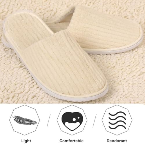 1/5 Pairs Closed Toe Coral Fleece Slippers, Non-slip Disposables Slippers, Closed Toe For Hotel Guest And Spa, Guest Multipacks Washable, Unisex Indoor House Floor Business Travel Trip Shoes — view 4